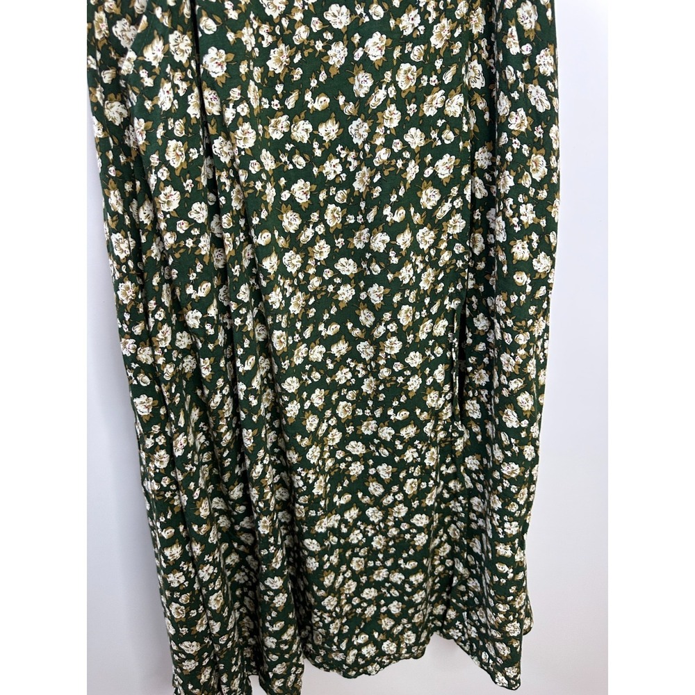 Vintage American Eagle Outfitters Green Floral Maxi Skirt Rayon 90s Boho Medium - Picture 5 of 15